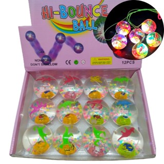 Bola Gel Luzes Led Pisca-Pisca Peixe/Dinossauro/Animais Marinhos Luminoso Pula Pula Com Cordão Brinquedo Criança
