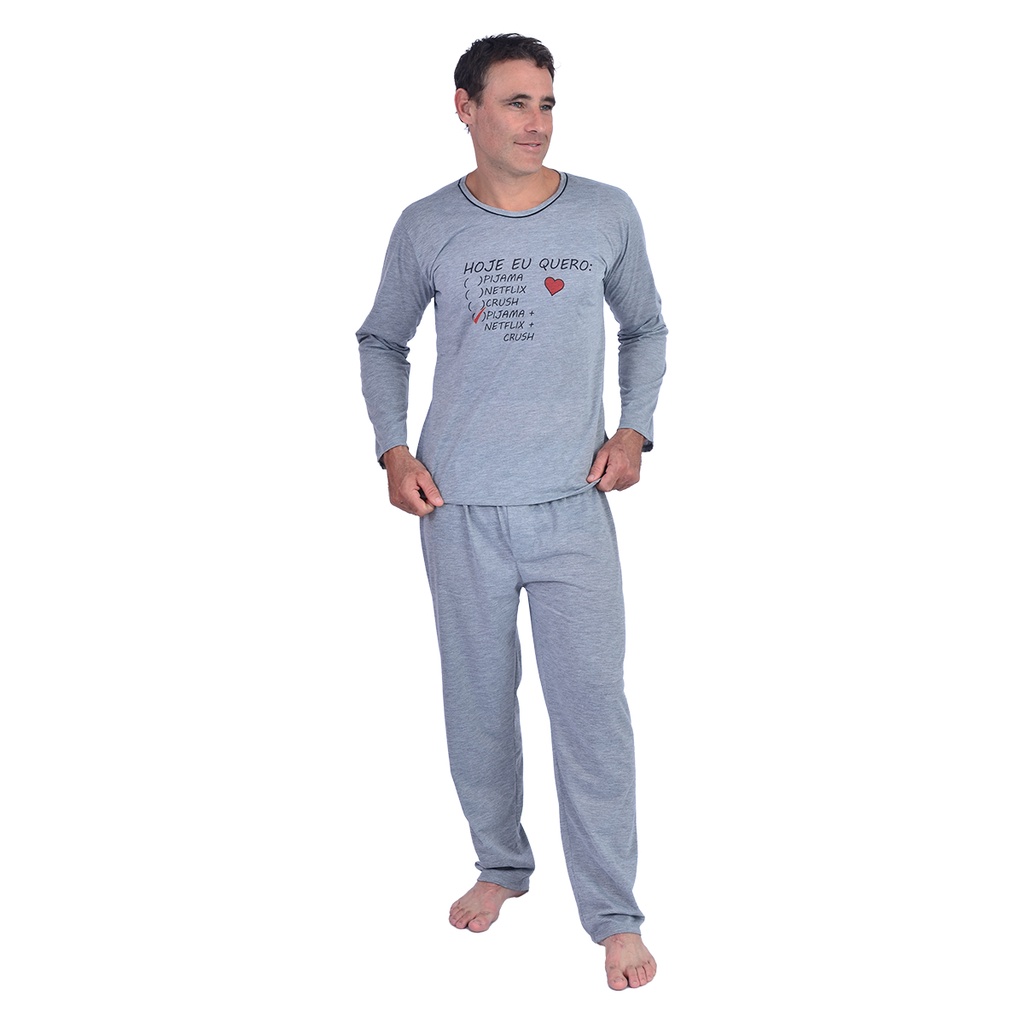 Pijama Masculino Longo Malha Inverno Adulto Netflix