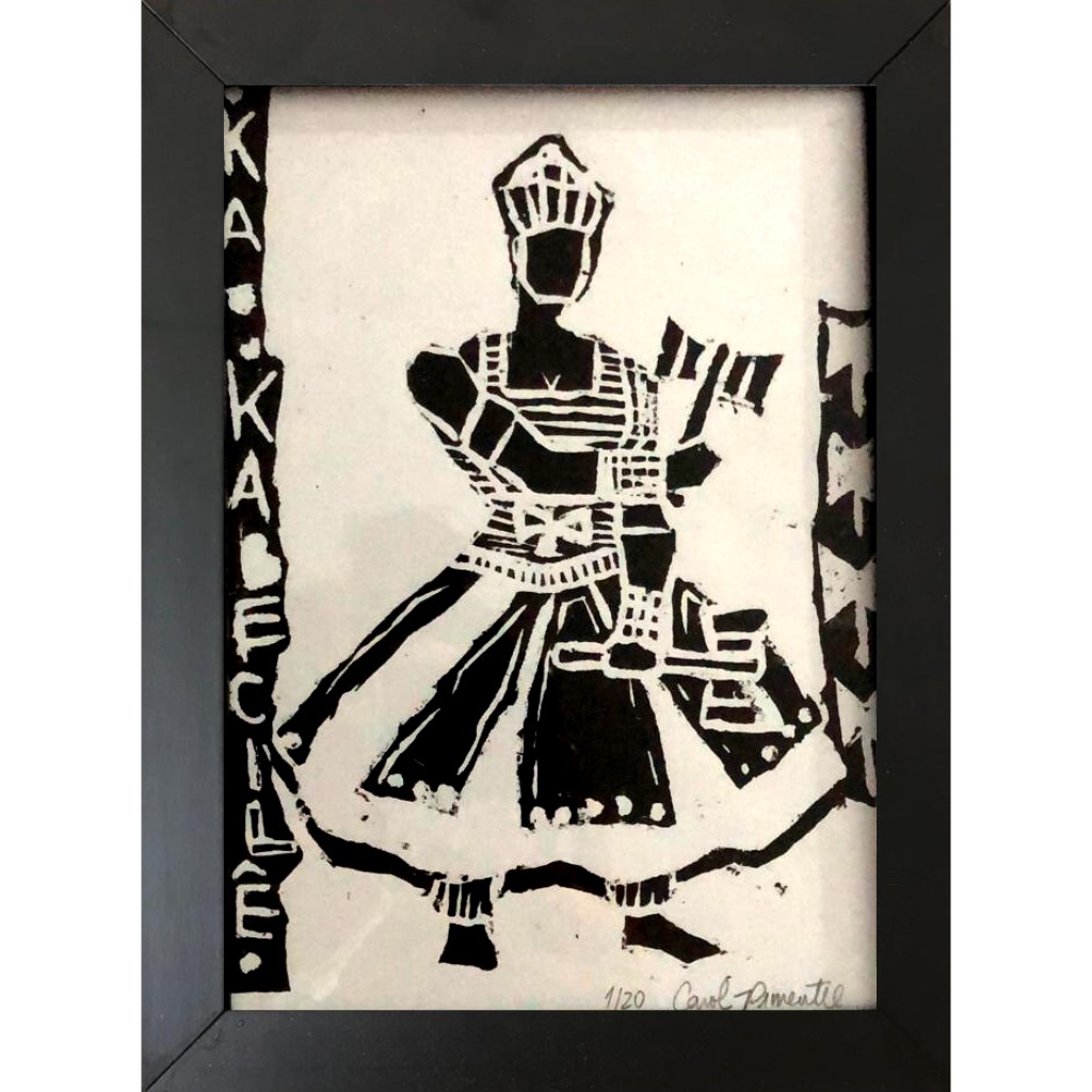 Quadro Xilogravura Moldura Vidro Suporte Tamanho A5 Xango Umbanda Candomblé