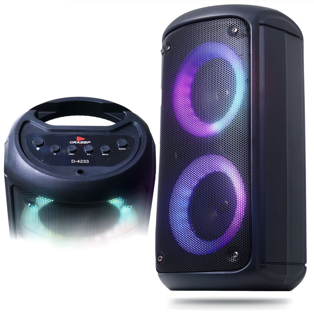 Caixa De Som Grande Bluetooth Amplificada Com Led RGB Rítmico Tecnologia TWS Modelo Torre Conexão USB