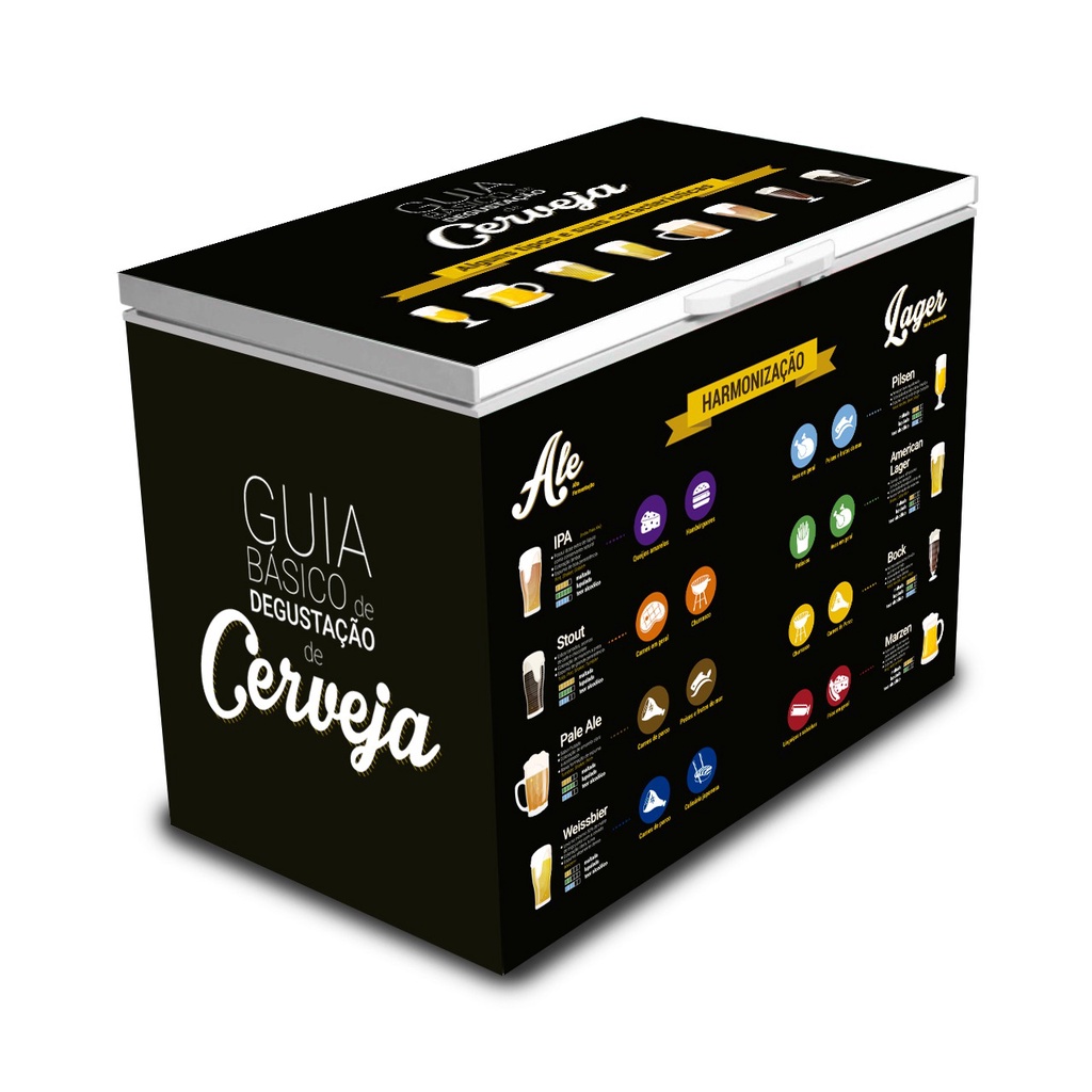 Adesivo Envelopamento Freezer Horizontal Guia Cerveja 110x85x70cm