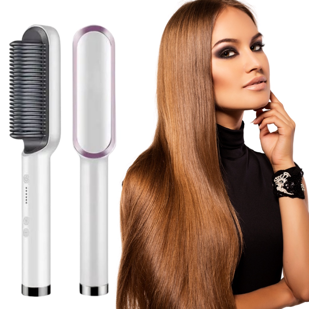 Escova Alisadora Alisa Seca Modela Anti Frizz Bivolt Shopee Brasil