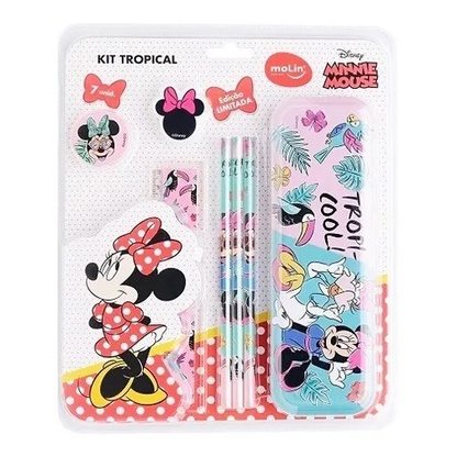 Kit Escolar Tropical Minnie Mouse Disney em Oferta na Shopee