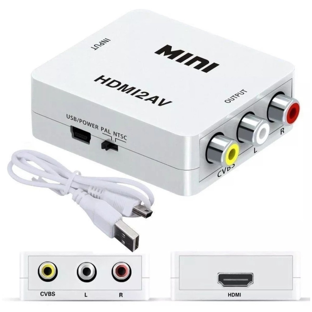 Mini Adaptador Conversor de Vídeo HD 1080P HDMI para RCA AV CVSB Conversor KNUP HDTV2AV