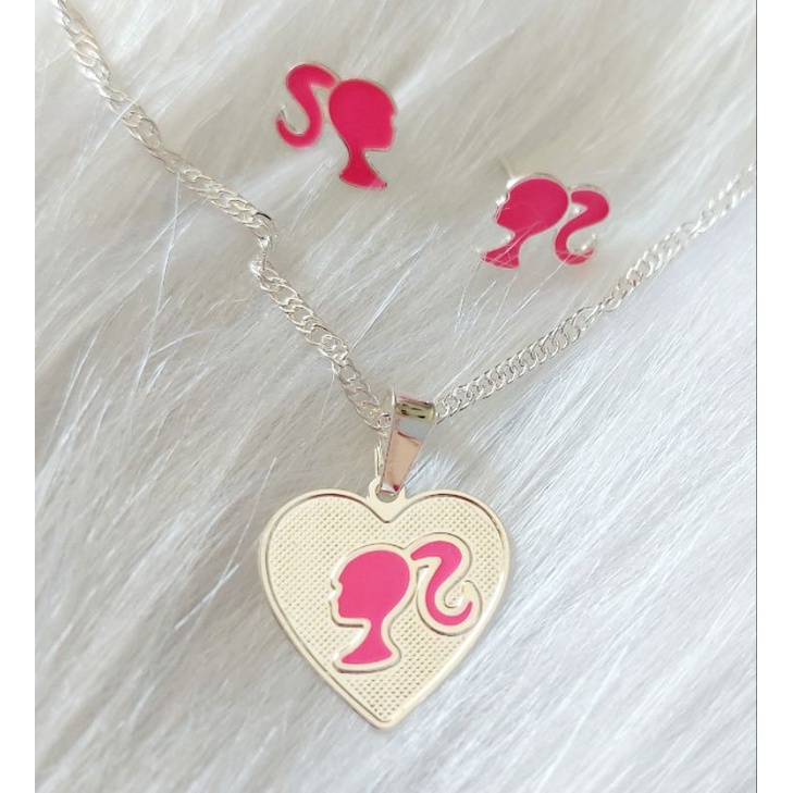 Conjunto de brinco e colar infantil menina diversos personagens