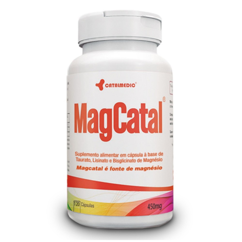 MagCatal Bisglicinato de Magnésio, Taurato de Magnésio, Lisinato de Magnésio 120 Capsulas 450mg