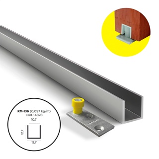 Kit Trilho U Canaleta de Embutir RM-136 com Pino Guia 9mm para Porta de Correr Guarda Roupa 1 Metro Rometal em Oferta na Shopee