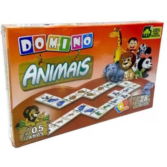 Jogo Domino Animais e outros Modelos Brinquedo para o dia das Crianças Presente cognitivo para alfabetização Estimula o interesse pela matematica Auxilia o aprendizado de forma lúdica aprendizado divertido para crianças pré-escola bebe bebê