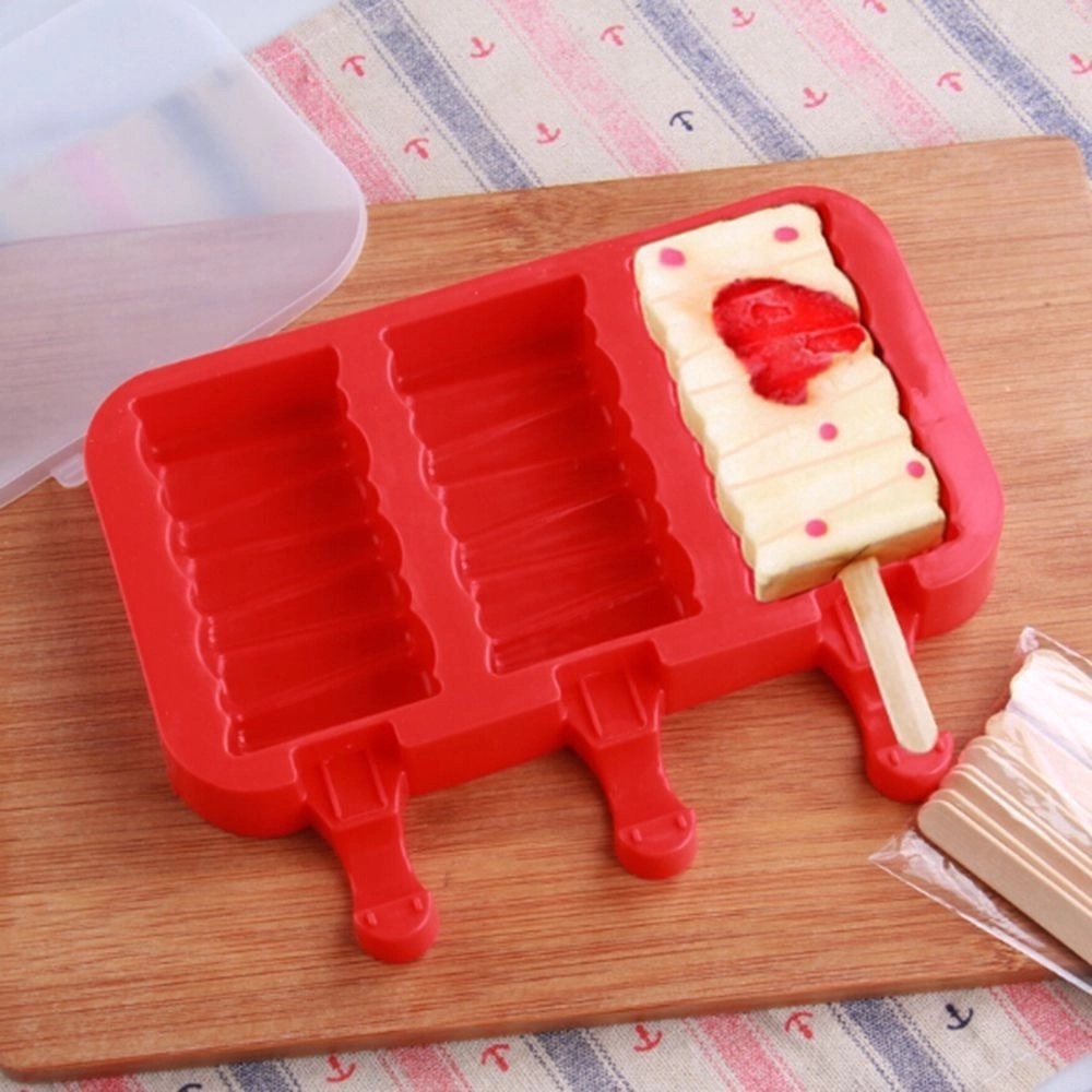 Forma de Picolé em Silicone com Tampa faz 3 Sorvetes Zig Zag Kehome
