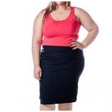 Saia Tamanho Grande Cintura Alta Executiva Midi Saia Secretária Basica Plus size