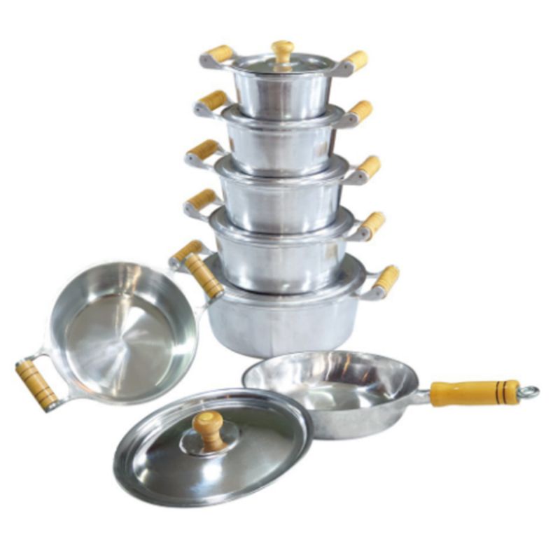 Jogo De Panela/Caçarola Aluminio Fundido Batido Com 5 peças + Frigideira de alumínio batido