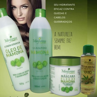 Kit Óleo De Mamona com Óleo Umectante Maycrene 3x500 Hidratação, Fortalecimento e Brilho 4 produtos