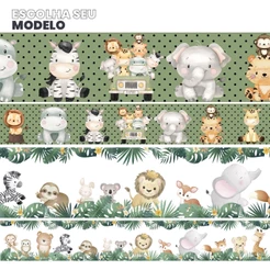 Faixa Decorativa Adesiva Parede Infantil Animais Safari