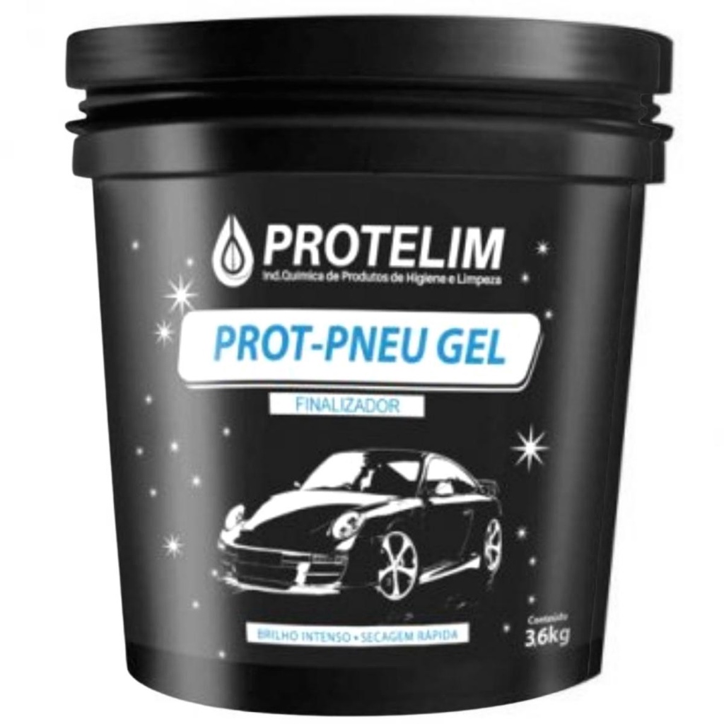 Pretinho para Pneu efeito Baba Brilho Intenso Longa Duração 3.6kg Rende Muito PROT PNEU GEL 3.6KG  Protelim em Oferta na Shopee