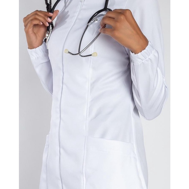 jaleco feminino manga longa  Gabardine branco médica enfermeira veterinária direto da fábrica imperdível em Oferta na Shopee