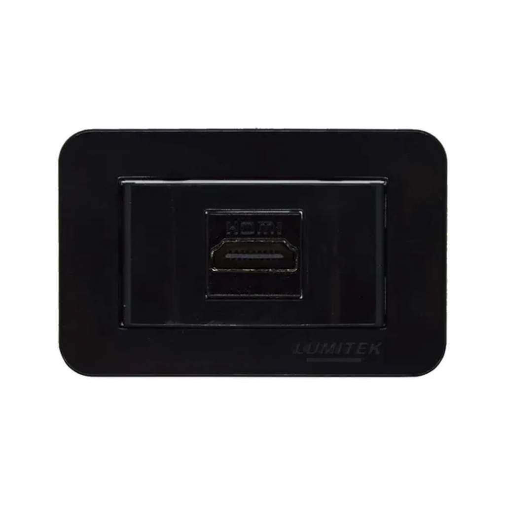 Tomada Módulo HDMI Para Embutir Em Caixa De Tomada Mesa Escritório Home Office 67x43mm 10 Amperes Lumitek - Branco Preto