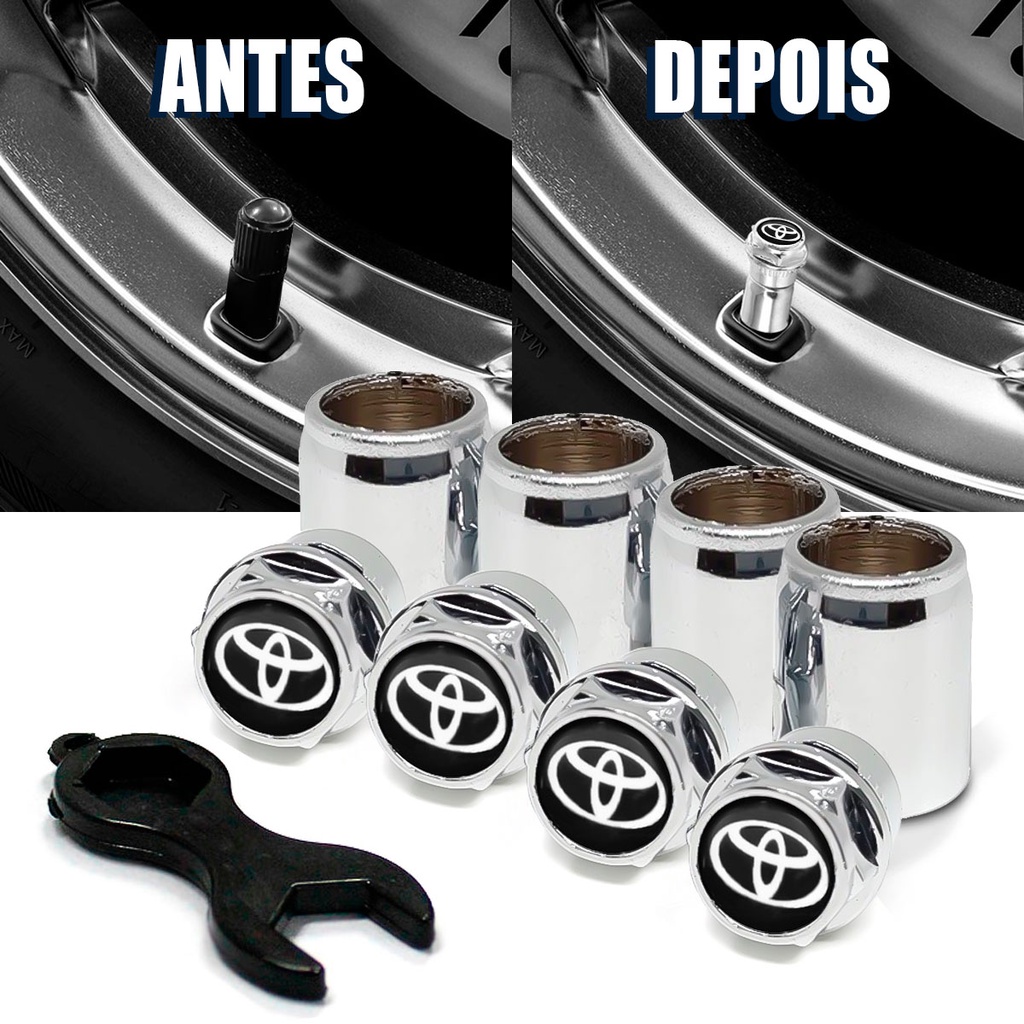 Tampa Bico Válvula Pneu Plástico Cromado Toyota Corolla Yaris Rav4 Sw4 Etios Hilux Yaris Camry Prius