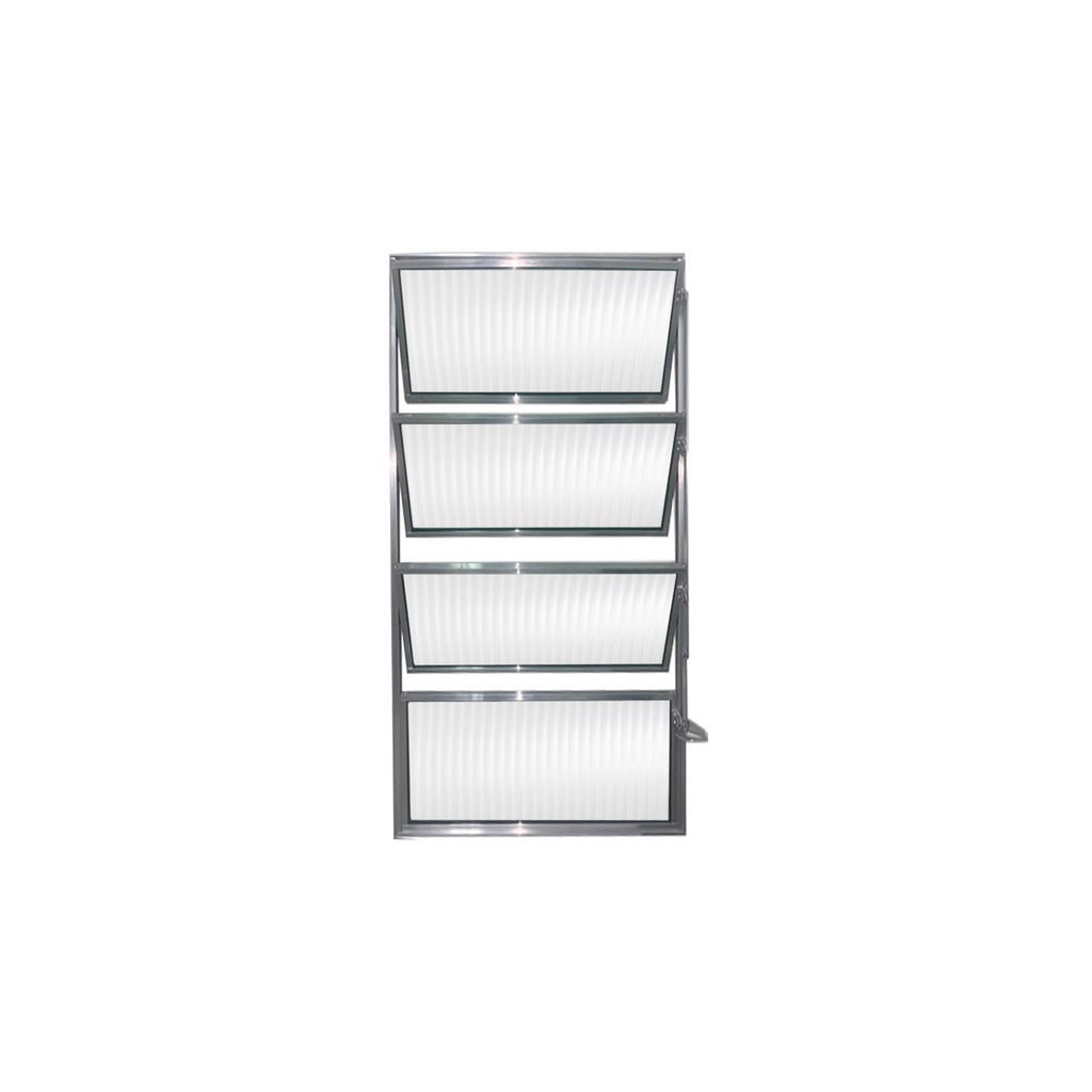 Vitro Basculante 80 x 60 Alumínio Brilhante Vidro Canelado