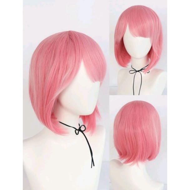 peruca rosa curta cosplay