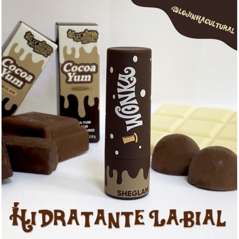 Hidratante labial Willy Wonka Fantástica Fabrica de Chocolate SHEGLAM Vegano em Oferta na Shopee