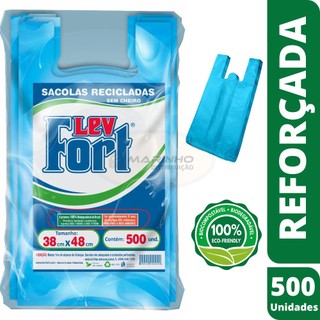 Sacola Reciclada Reforçada Para Mercado Biodegradável Azul em Oferta na Shopee
