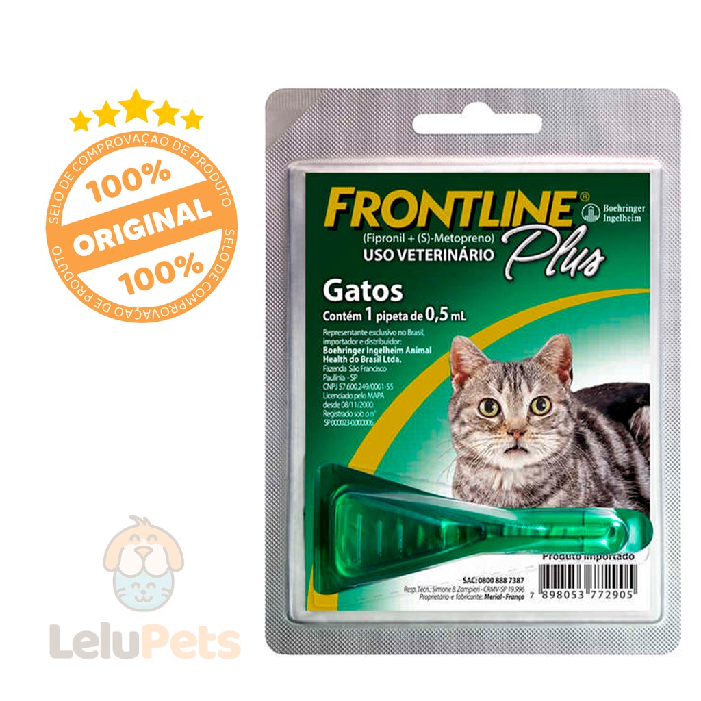Frontline Plus Gatos 01kg a 10kg 0,5ml 1 Dose Antipulgas Para Gatos em Oferta na Shopee
