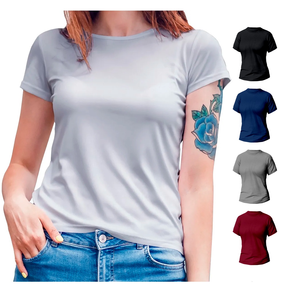 Camiseta Baby Look Feminina Dry Fit Lisa Básica Alta Qualidade Moda