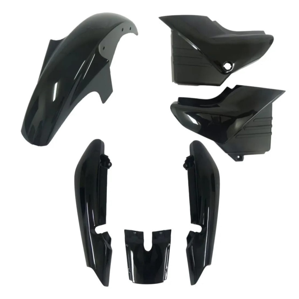Kit Carenagem plástico Ybr 125 2000 a 2008 Tampa Lateral + Para-lama Dianteiro + Rabeta