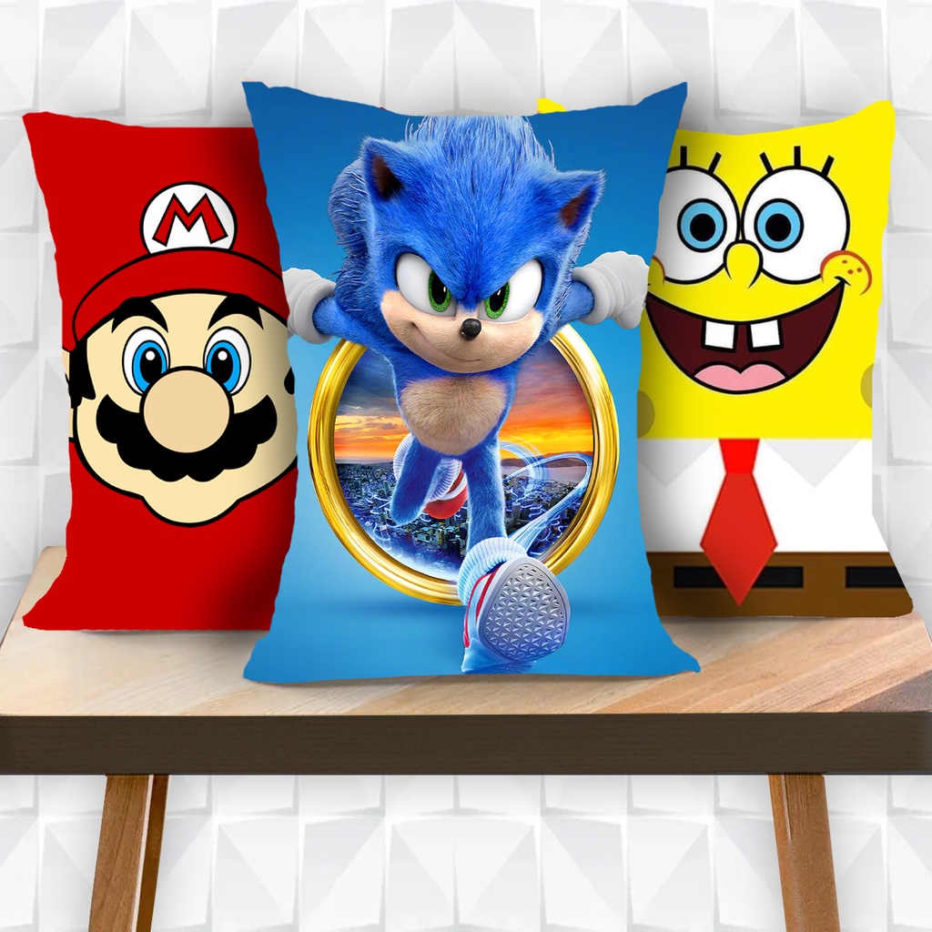 Almofada Decorativa Sonic, Super Mario, Bob Esponja, Patric, Lula Molusco (lembrancinha naninha personalizada infantil)