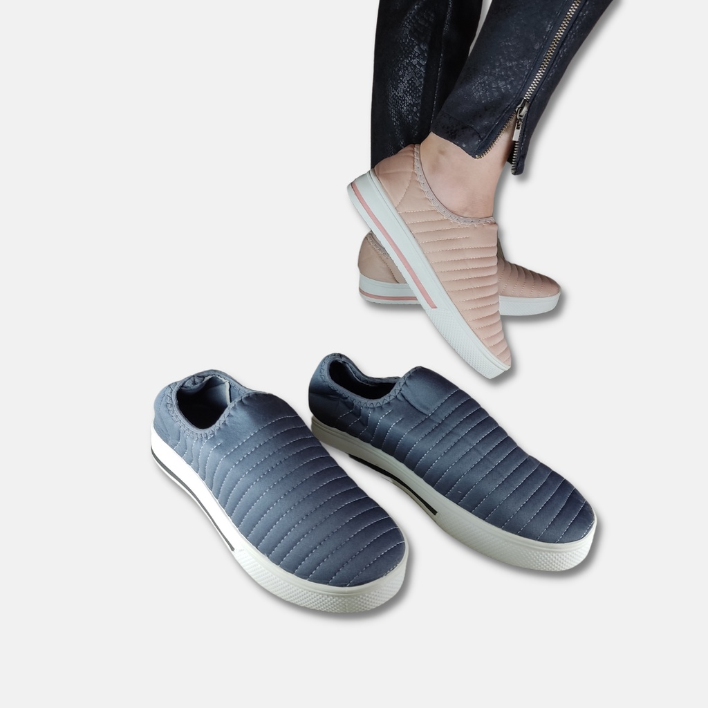 kit 2 Tênis Pares Tênis Sola Alta Slip On Rosê e Chumbo