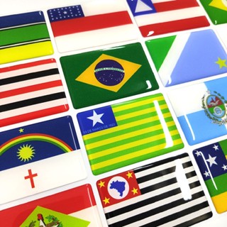 Adesivo Resinado de Bandeira Estados Brasileiros para Carro Moto Trailer Notebook - Tamanho 6x4 cm