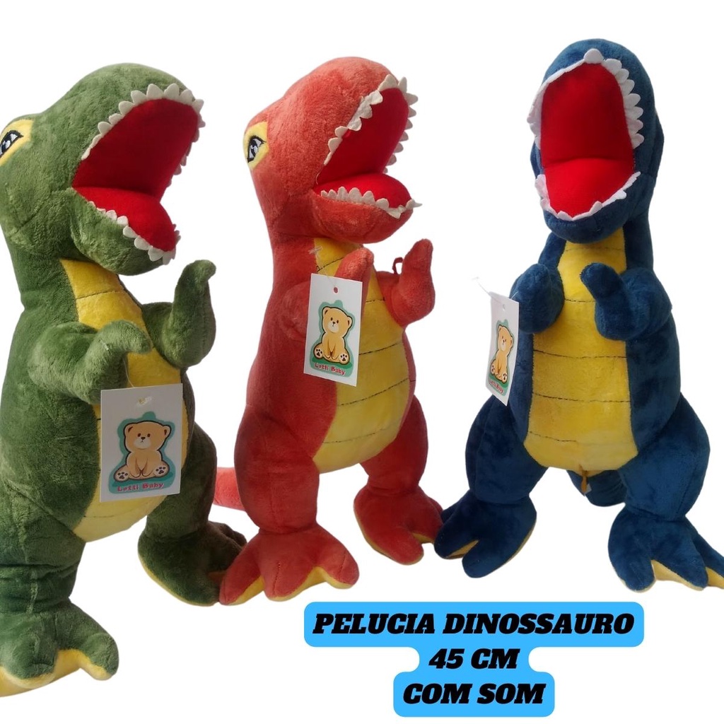 Dinossauro Pelucia Menino Brinquedo Macio 45 cm Som De Dino