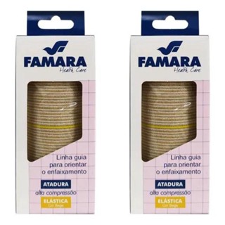 Kit 2 Bandagem elástica 10cm x 1,30m Atadura Alta Compressão Faixa ortopédica Famara