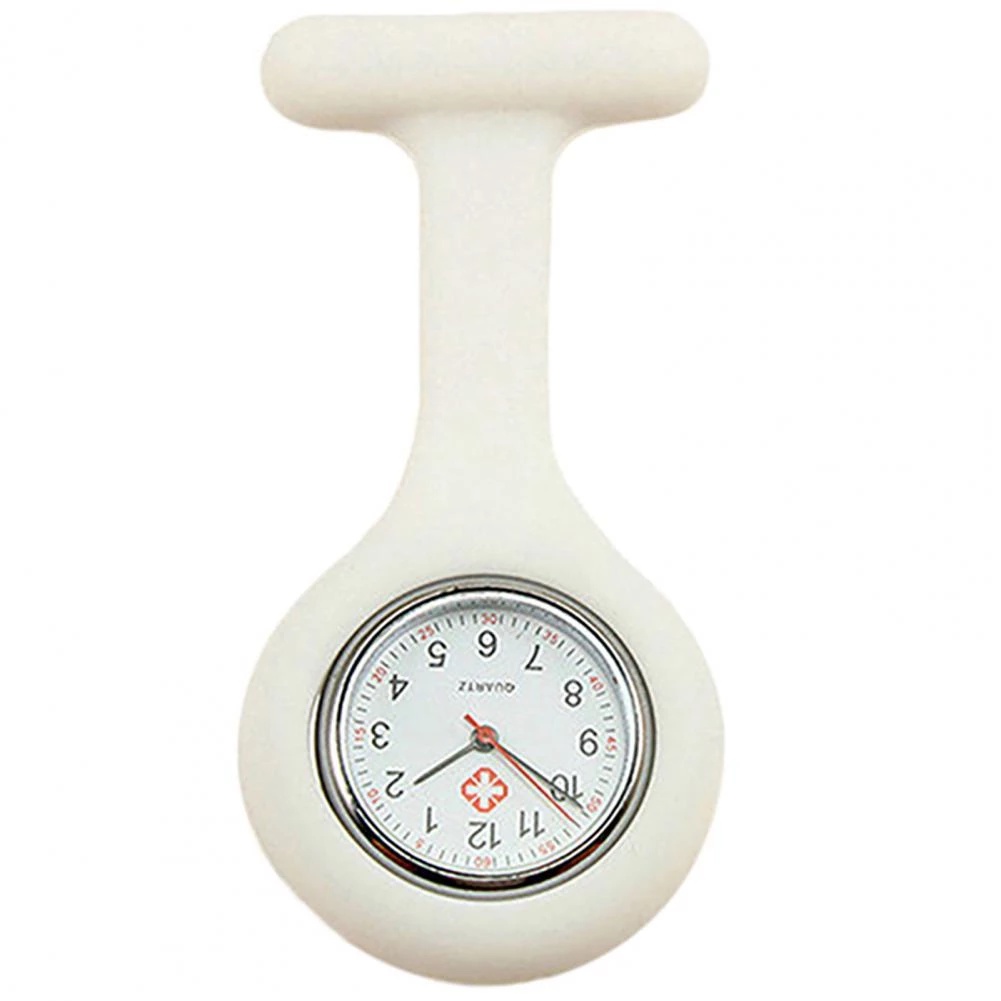 Relogio De Lapela Profissional Silicone Bolso Jaleco Broche Funcional Enfermagem Veterinária Branco