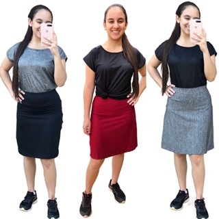 Kit com 3 shorts saia moda fitness evangélica