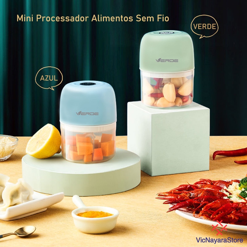 Mini Processador de Alimentos E Triturador Elétrico E Moedor Multiprocessador Eletrico Alho Cebola Processado Sem Fio 3 Lâminas 250ml-XZLLJ1207