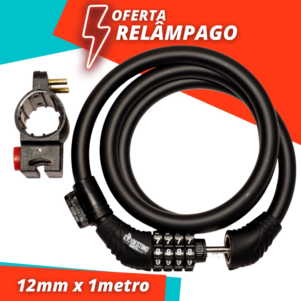 Cadeado Corrente Bicicleta com Segredo em Aço 12MM x 100CM Cadeado Bike Anti Furto
