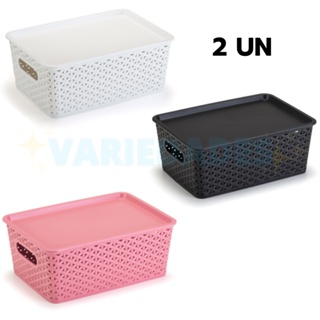 Kit 2 Caixas Organizadoras Rattan 6,5 Litros Empilhável Com Tampa em Oferta na Shopee