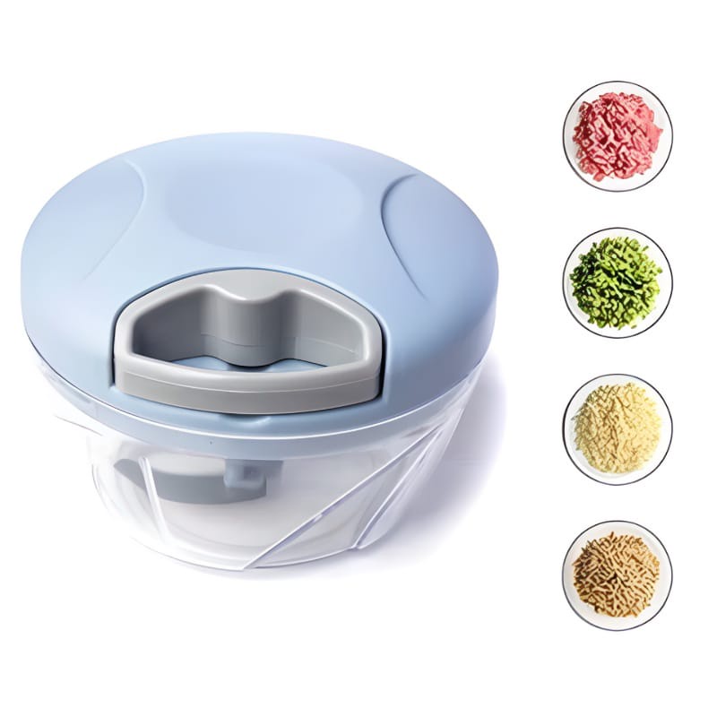 Mini Processador Triturador Manual De Alimentos 3 Lâminas Em Aço Inox Prático