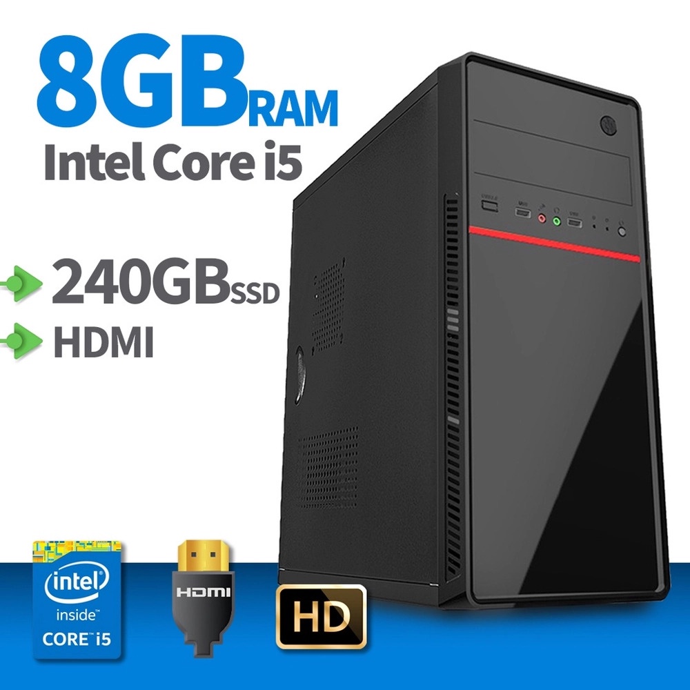 Pc computador cpu intel core i5 hd ssd 240gb 8gb mem ria ram