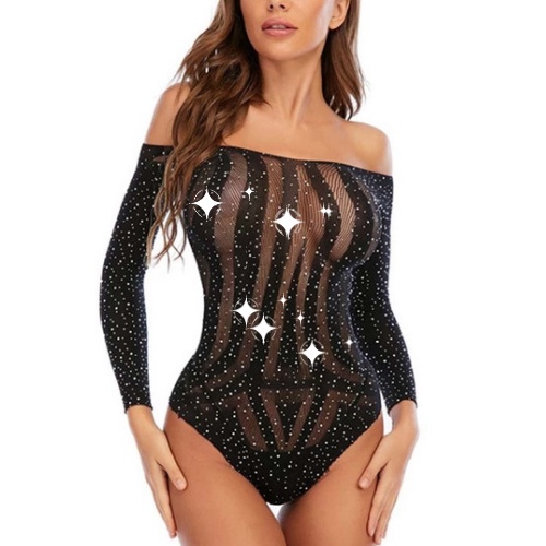 Body Arrastão Manga Longa Masculino Feminino com pedraria  Arrastão Bodystocking / Lingerie