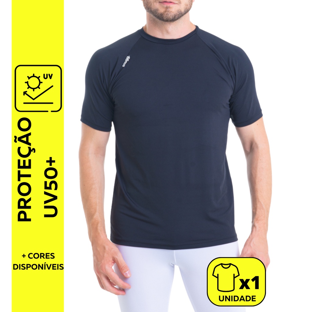 Camiseta Curta Masculina Proteção Solar UV50+ Snugg Esporte Academia Corrida