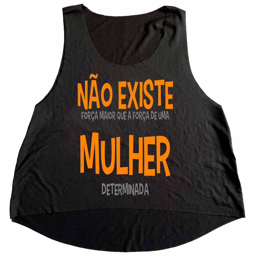 Cropped Preto Regata Camiseta Feminina Academia Mulher Determinada
