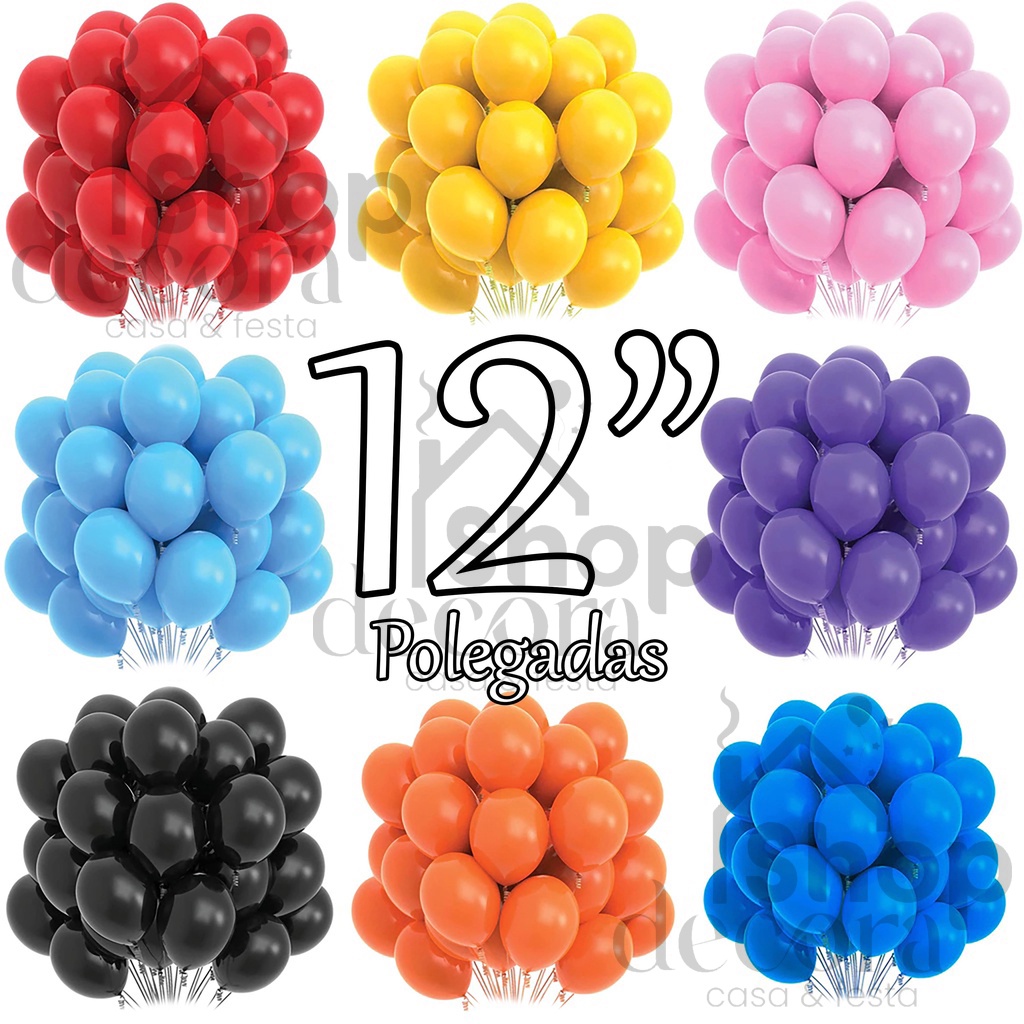 Balões 12" – Pacote 25 Unidades – Decoração Festa Aniversário Casamento Chá de Bebê em Oferta na Shopee