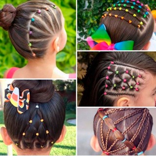Kit 175 Unidades Elástico de Silicone Para Cabelo Infantil Colorido Preto Transparente Neon Penteado Liguinha Xuxinha