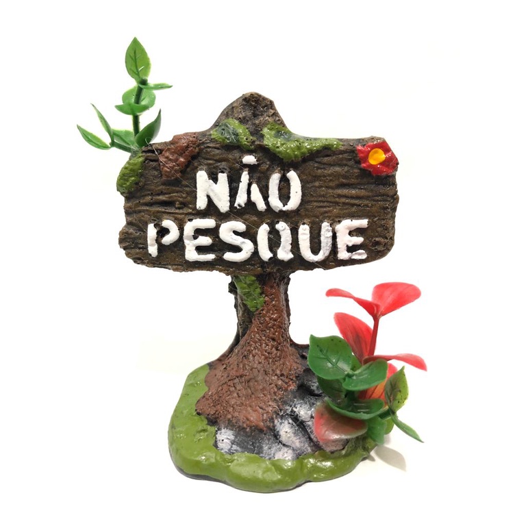Enfeite Aquário Placa Não Pesque - Resina em Oferta na Shopee