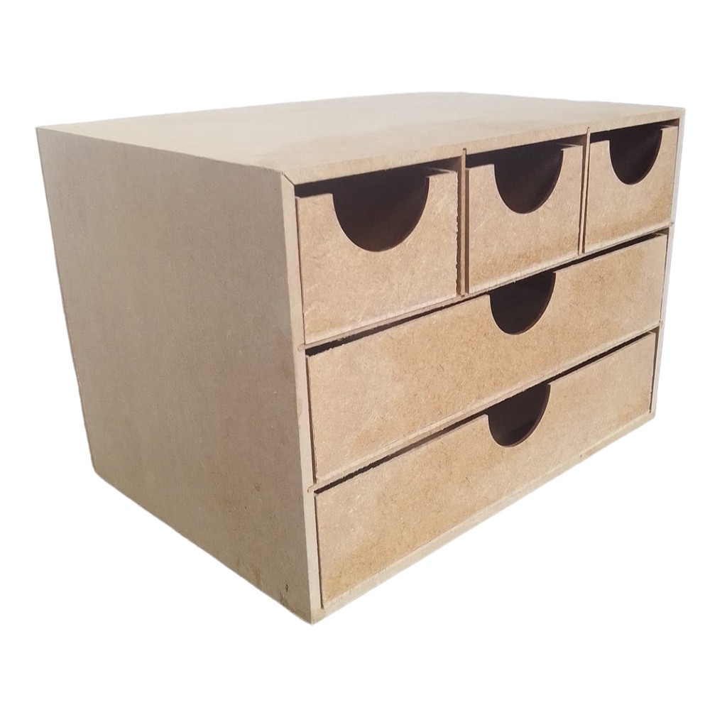 Organizadora 5 Gavetas Multiuso Madeira Folha A4 MDF Madeira