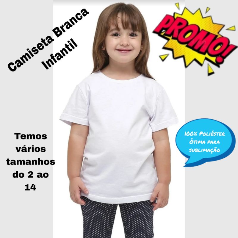 Camiseta Infantil 100% poliéster Sublimação Malha Premium em Oferta na Shopee