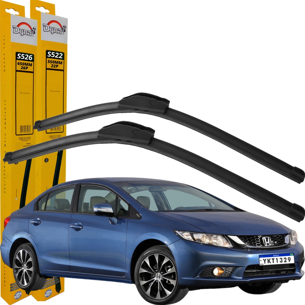 Par de Palhetas Dianteiras Dyna Slim Blade Civic 2012 a 2016 em Oferta na Shopee