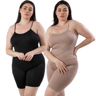 KIT 2 Macaquinhos Plus Size Feminino RLC Modas Modelador Anágua Liso Básico Segunda Pele em Oferta na Shopee
